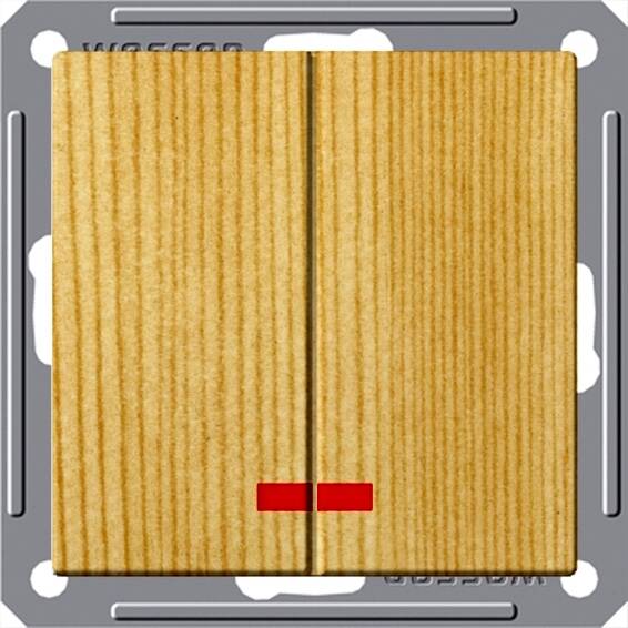 Выключатель двухклавишный Schneider Electric W59 с подсветкой, сосна, VS516-251-7-86