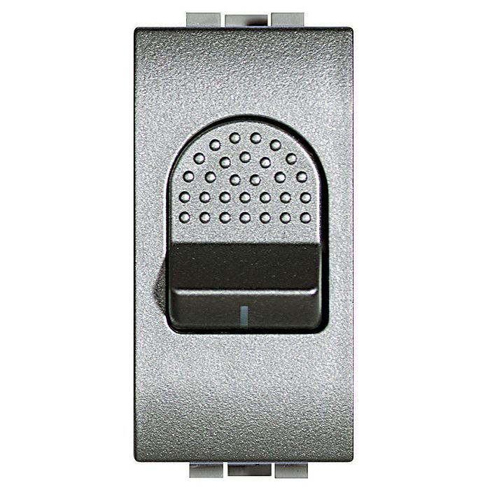 Выключатель одноклавишный двухполюсный BTicino LIVING LIGHT, алюминий, NT4011