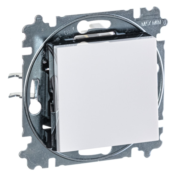 Выключатель одноклавишный ABB LEVIT, белый // дымчатый черный, 2CHH590645A6062