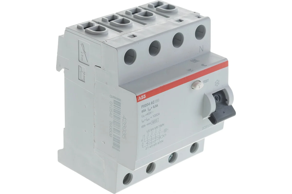 Выключатель дифференциального тока (УЗО) 4п 63А 300мА тип AC FH204AC-63/0.3 4мод. ABB 2CSF204003R3630