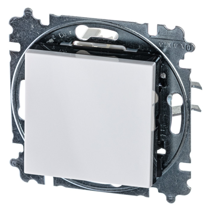 Выключатель одноклавишный ABB LEVIT, белый // дымчатый черный, 2CHH590645A6062