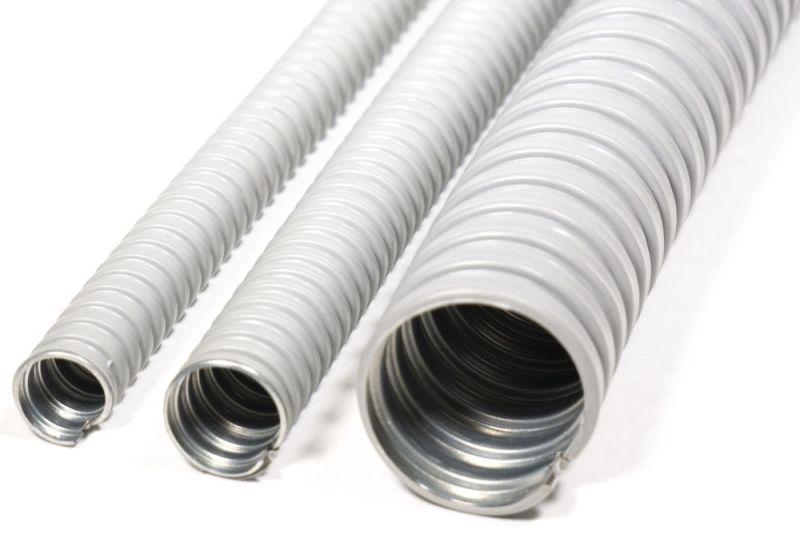 Металлорукав в ПВХ изоляции МРПИ НГ 25 d25мм без протяжки сер. (уп.50м) ГОФРОМАТИК zeta41913