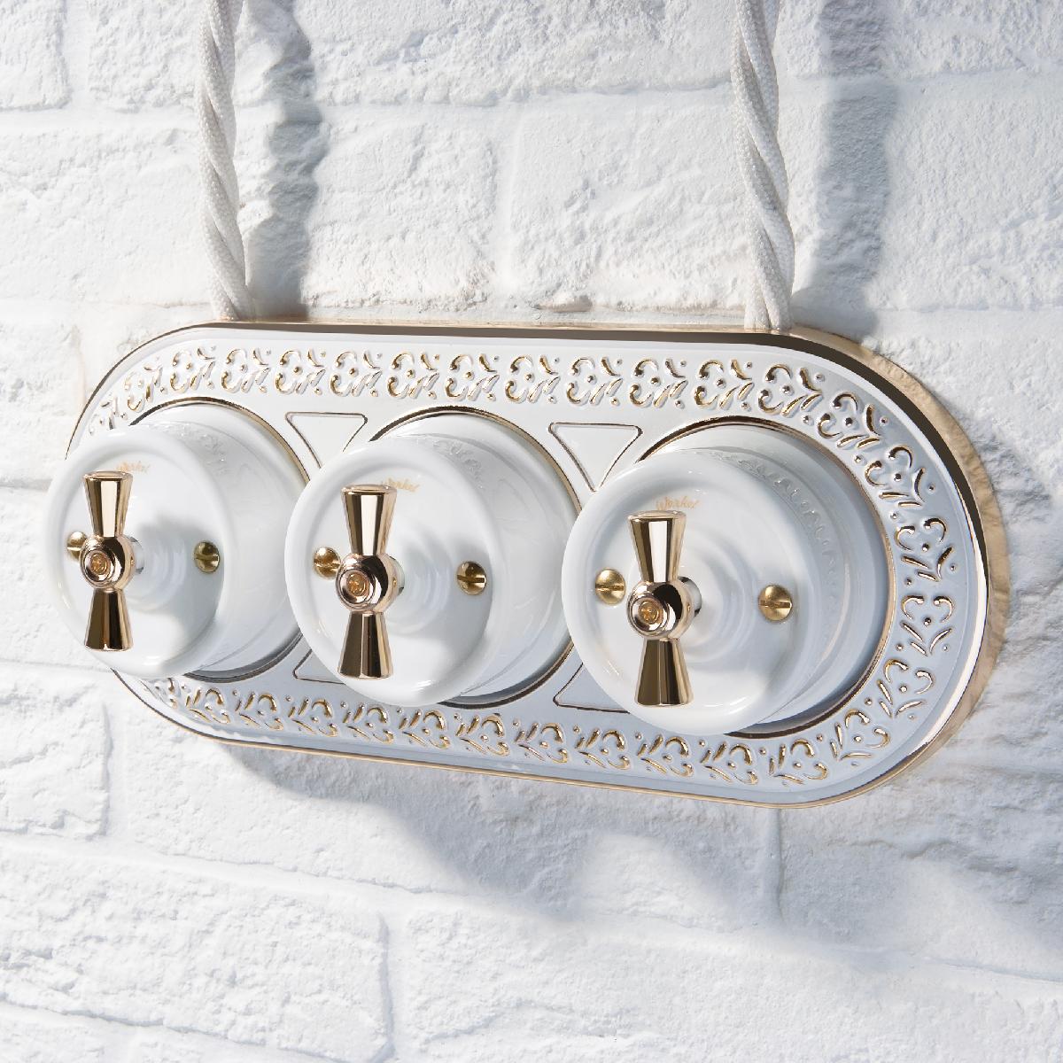 Переключатель/выключатель одноклавишный белый Ретро W5612001