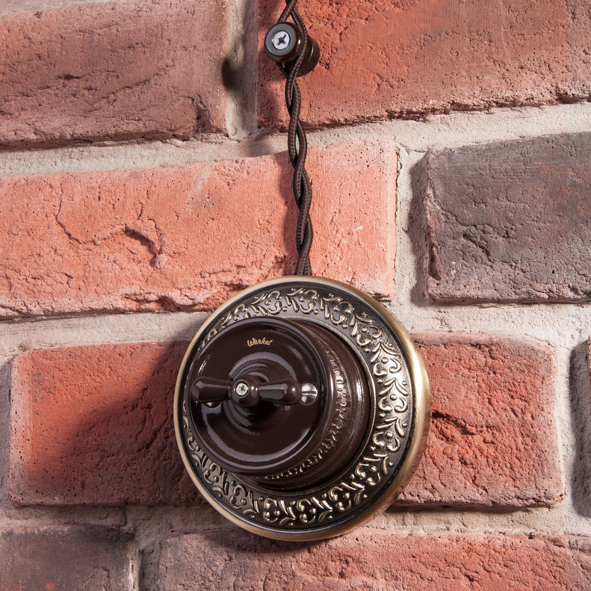 Выключатель на 4 положения двухклавишный коричневый ретро W5620014