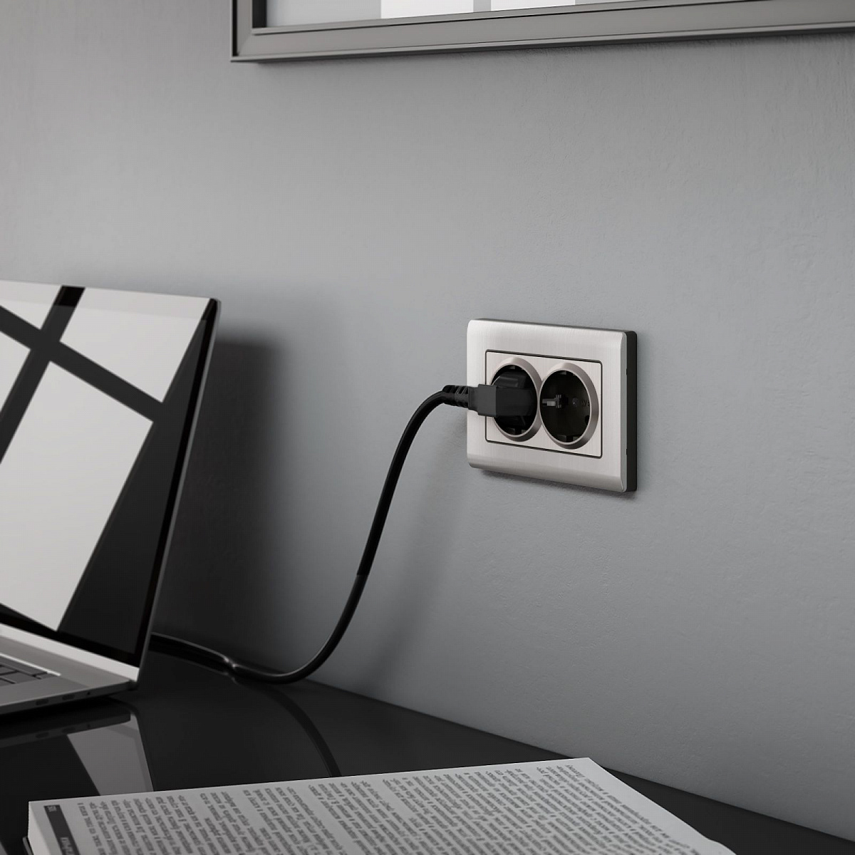 Розетка двойная с заземлением глянцевый никель W1172002